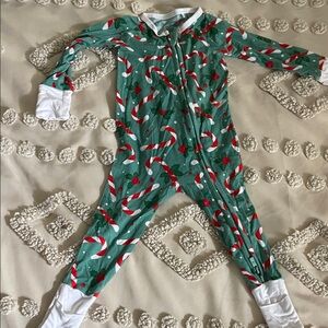 Buns and roses Holiday Candy Cane Kids Footie Pajamas